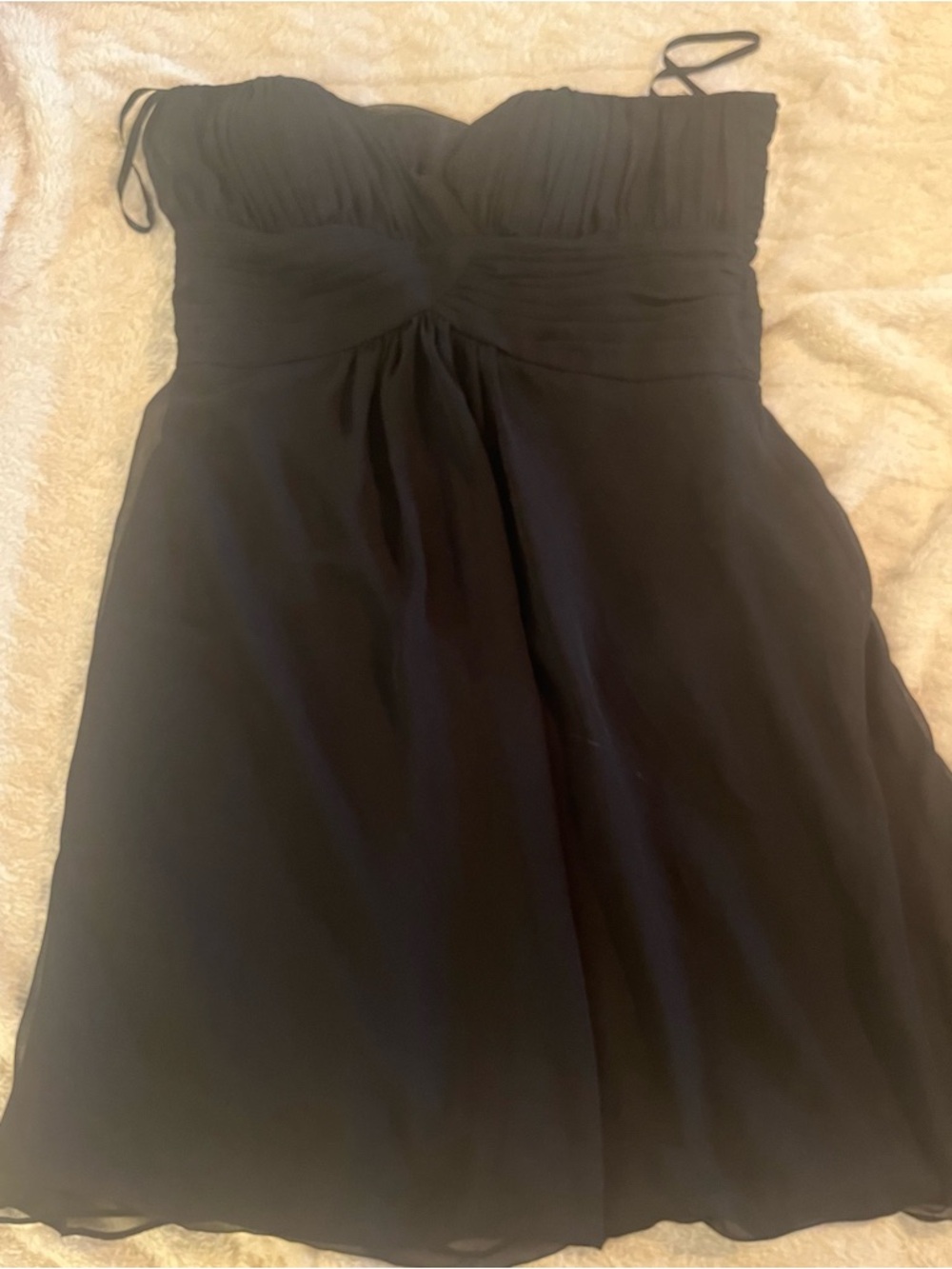 White House Black Market Strapless Black A-Line Chiffon Dress